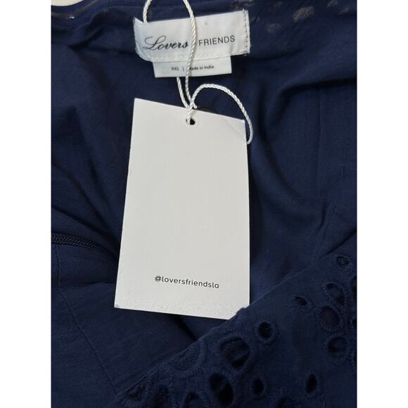 Lovers + Friends Seana Mini Dress Womens XXS Deep Navy One Shoulder Eyelet - Picture 8 of 15